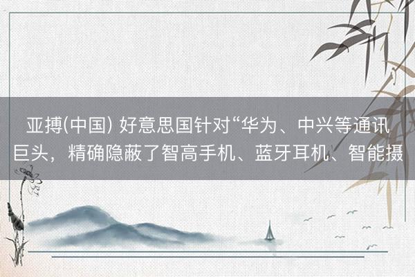 亚搏(中国) 好意思国针对“华为、中兴等通讯巨头，精确隐蔽了智高手机、蓝牙耳机、智能摄