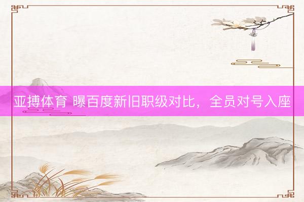 亚搏体育 曝百度新旧职级对比，全员对号入座