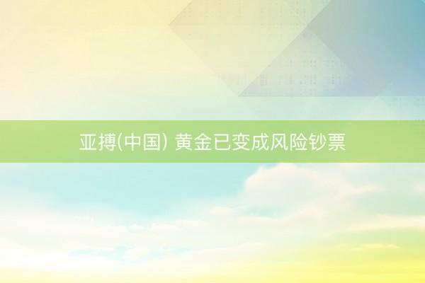 亚搏(中国) 黄金已变成风险钞票