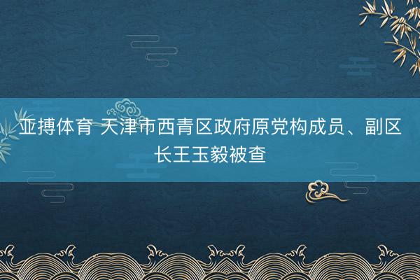 亚搏体育 天津市西青区政府原党构成员、副区长王玉毅被查