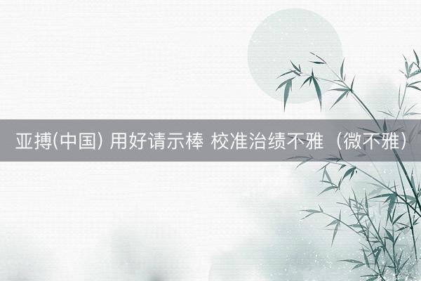亚搏(中国) 用好请示棒 校准治绩不雅(微不雅)