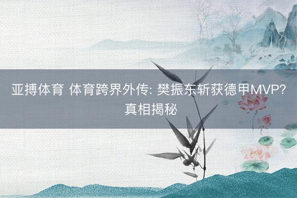 亚搏体育 体育跨界外传: 樊振东斩获德甲MVP? 真相揭秘