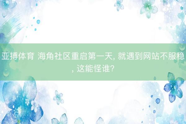 亚搏体育 海角社区重启第一天， 就遇到网站不服稳， 这能怪谁?