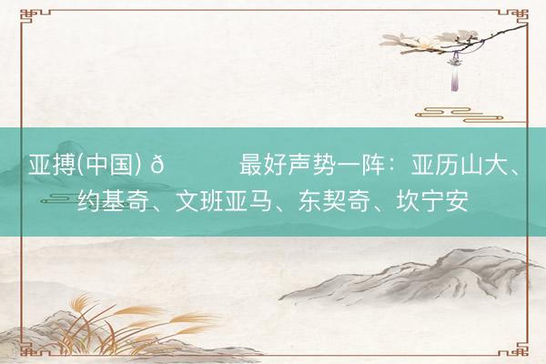 亚搏(中国) 🌟最好声势一阵：亚历山大、约基奇、