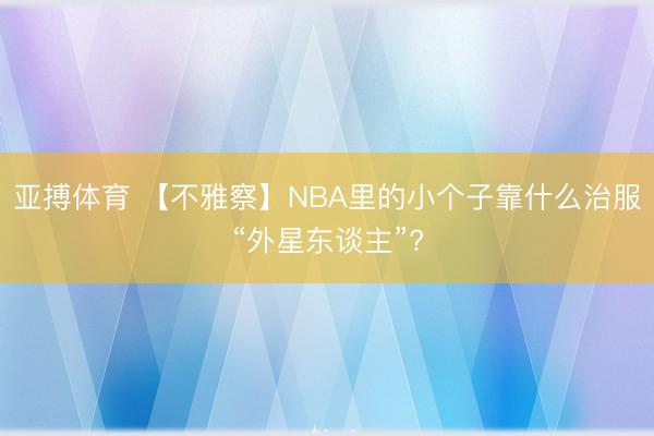 亚搏体育 【不雅察】NBA里的小个子靠什么治服“外星东谈主”?