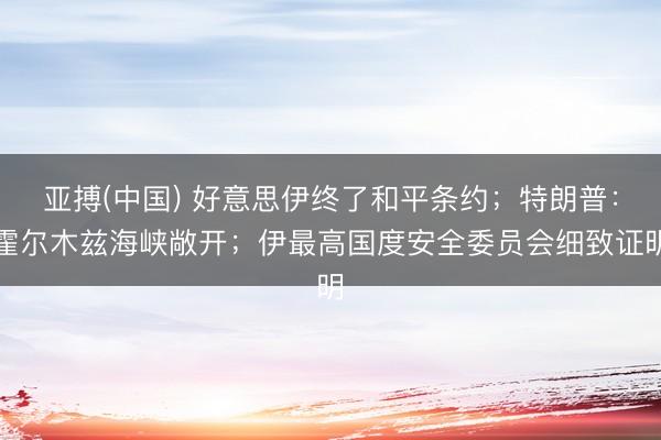 亚搏(中国) 好意思伊终了和平条约；特朗普：霍尔木兹海峡敞开；伊最高国度安全委员会细致证明